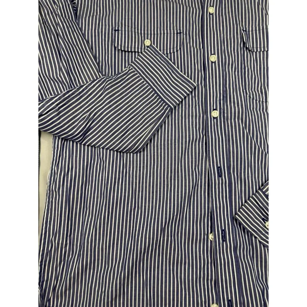 Polo Ralph Lauren Boys Striped Button Shirt Youth L 16-18 Blue White